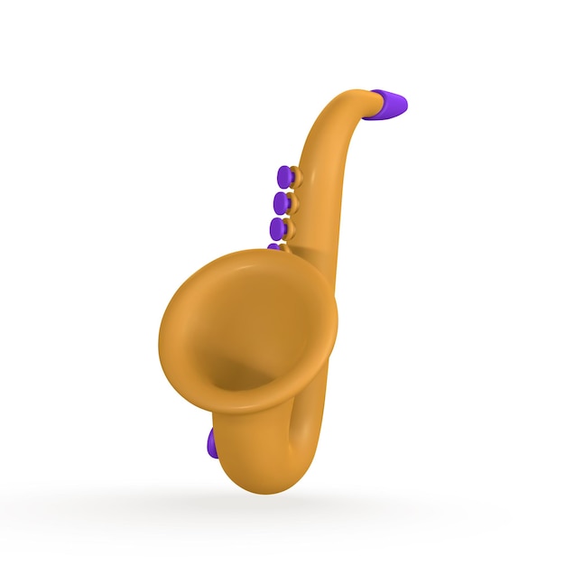 3d realistic saxophone for music concept design in plastic cartoon style Vector illustration