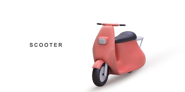 Vector 3d realistic scooter on white background