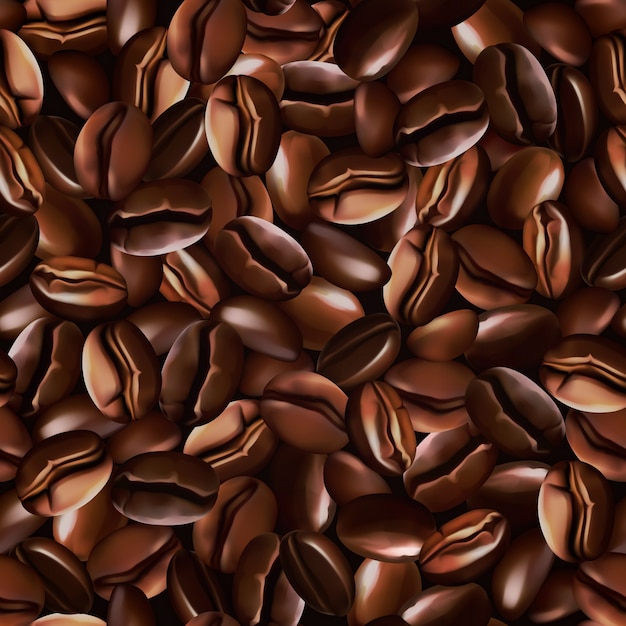 Vector 3d realistic seamless   coffee beans texture