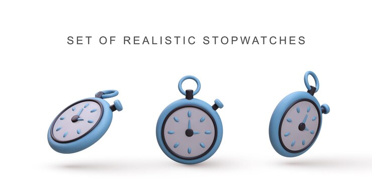 Vector 3d realistic set blue stopwatchs on white background vector illustration