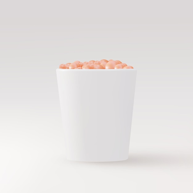 3d realistic snacks disposable cup on a grey background