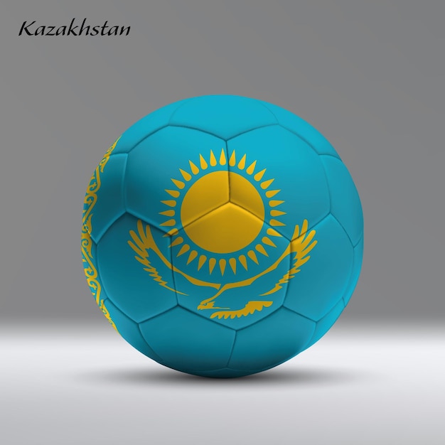 3d realistic soccer ball iwith flag of Kazakhstan on studio background Football banner template