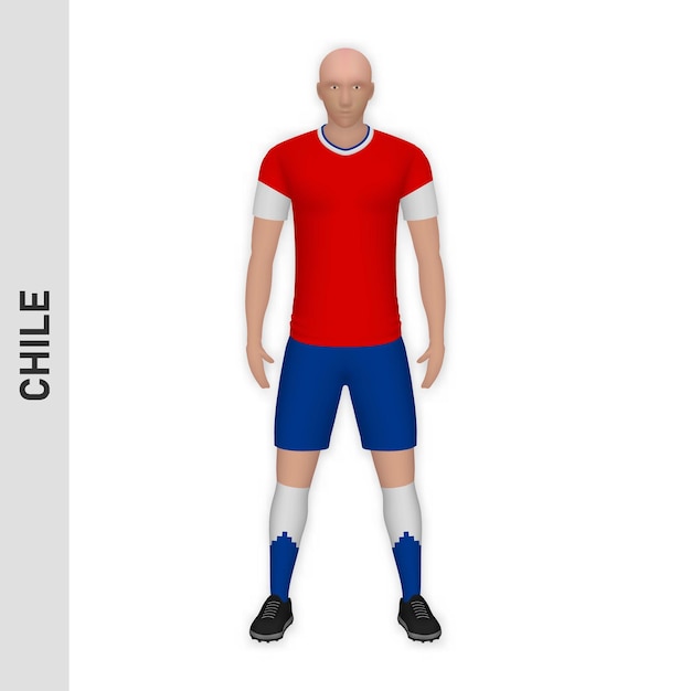 3D реалистичный макет футбольного игрока Chile Football Team Kit templ