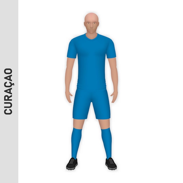 Вектор 3d реалистичный макет футболиста curacao football team kit tem