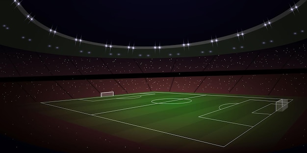 Vector 3d realistic soccer stadium at night