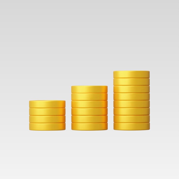 Vector 3d realistic stacks of gold coins vector illustration