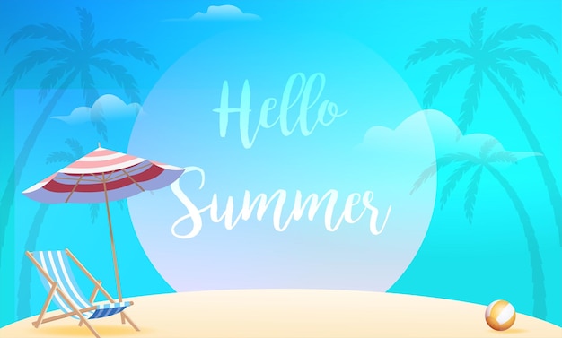 3D Realistic Summer Time Holiday Banner Design Vector Illustration