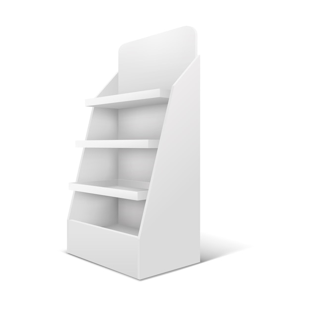 3d realistic supermarket shelf mockup with angled view