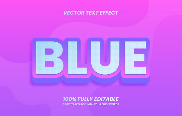 Vector 3d realistic sweet blue text effect