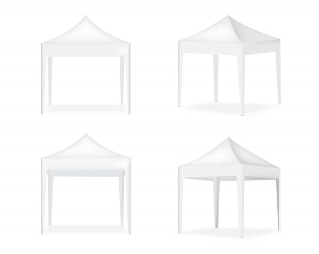 Vector 3d   realistic tent display pop booth for sale marketing promotion exhibition background illustration