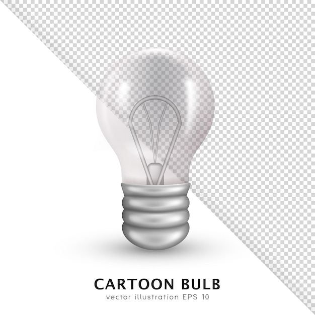 3D のリアルな透明電球。ベクトルがエジソンの電球をオフにします。光沢のあるフィラメント ランプ