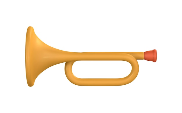 3d realistic trumpet for music concept design in plastic cartoon style Vector illustration