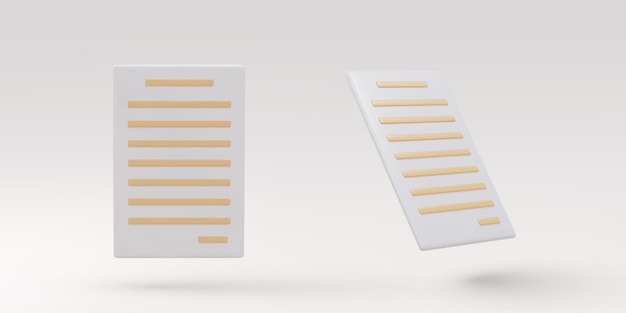 3d realistic two documents icon