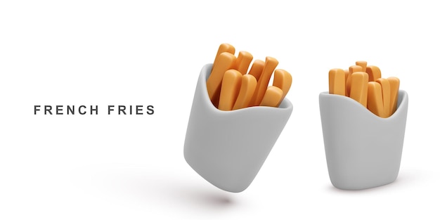 Vector 3d realistic two french fries