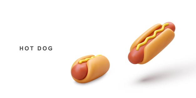 3d realistico due hot dog