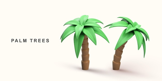 Vector 3d realistic two palm trees