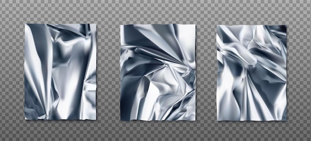 3d realistic vector icon set wrinkled sheets of foil