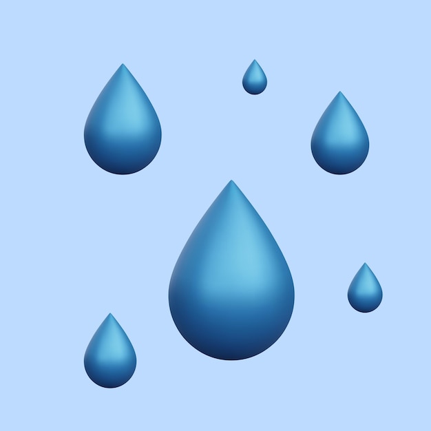 Vector 3d realistic water drops isolated on blue background raindrops vector illustration