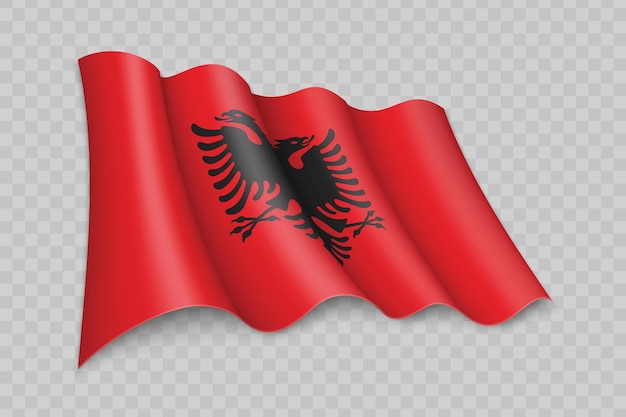 3D Realistic waving Flag of Albania