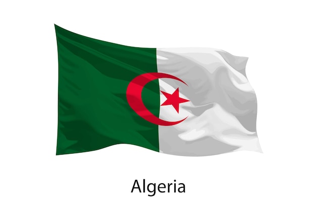 3d realistic waving flag of algeria isolated