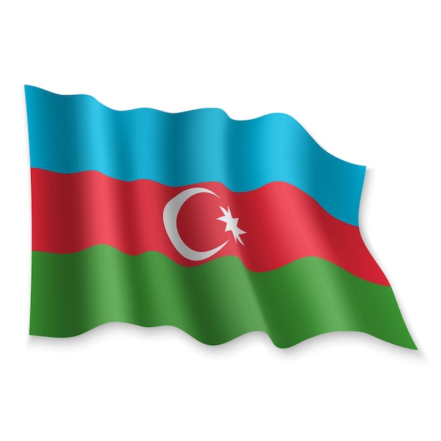 Vector 3d realistic waving flag of azerbaijan on white background