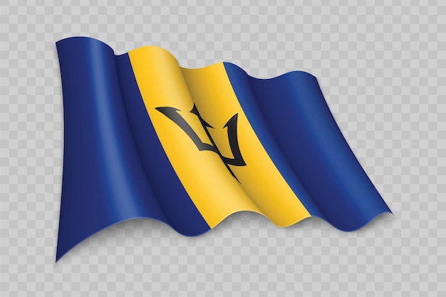 Vector 3d realistic waving flag of barbados