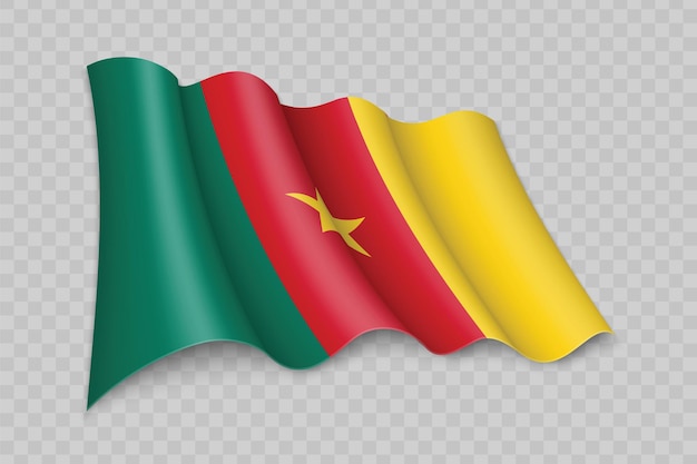 3D Realistic waving Flag of Cameroon