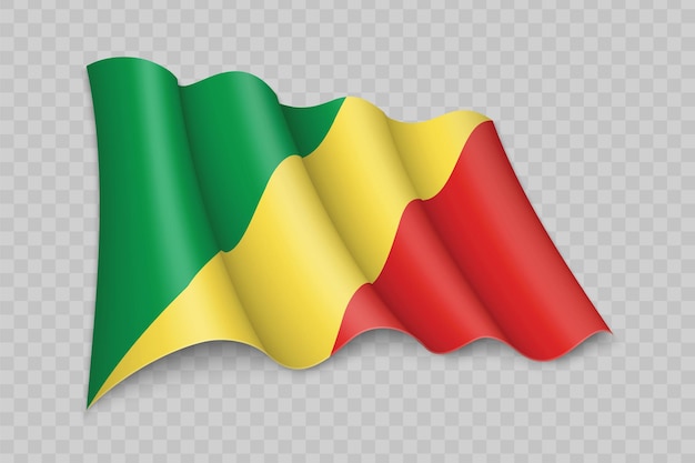 3d realistic waving flag of congo