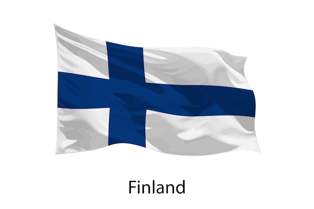 Vector 3d realistic waving flag of finland isolated