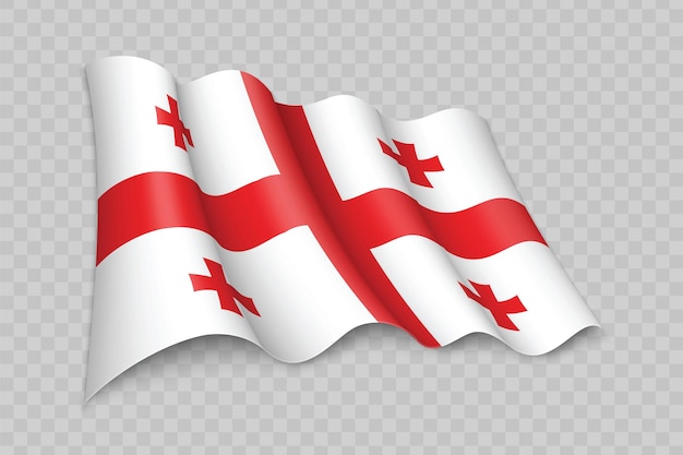 Vettore bandiera d'ondeggiamento realistica 3d della georgia