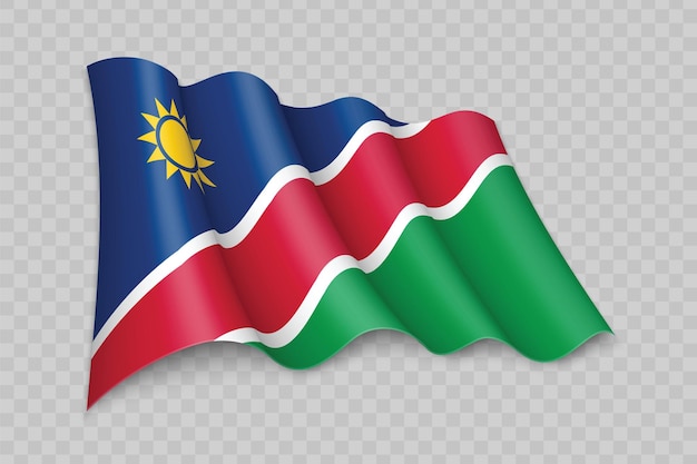 3D Realistic waving Flag of Namibia