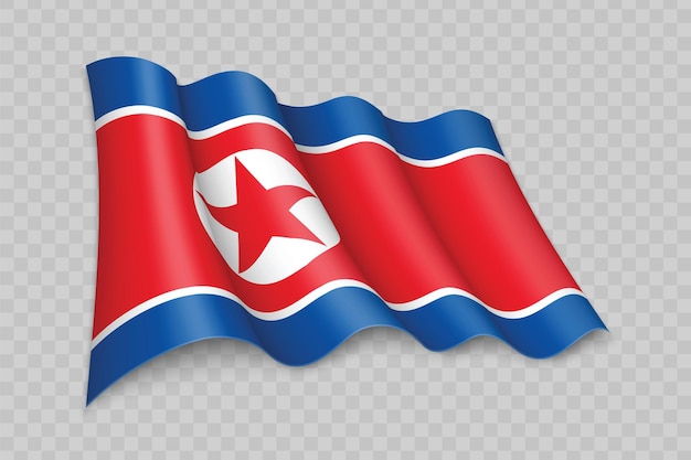 Вектор 3d реалистичный развевающийся флаг северной кореи