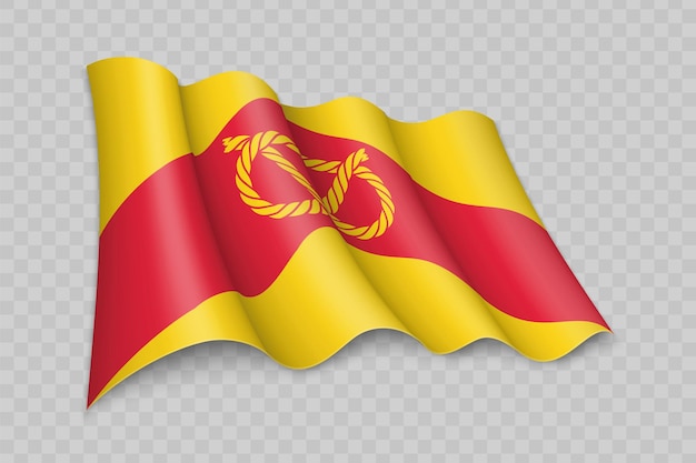 Вектор 3d реалистичный развевающийся флаг стаффордшира - графство англии