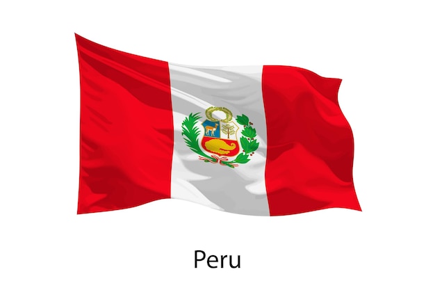 Vector 3d realistic waving flag of peru isolated