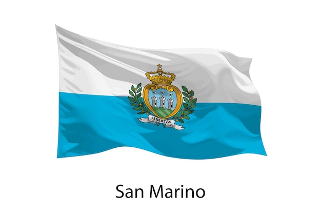 Vector 3d realistic waving flag of san marino isolated