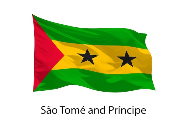 3d realistic Waving flag of Sao Tome and Principe Isolated