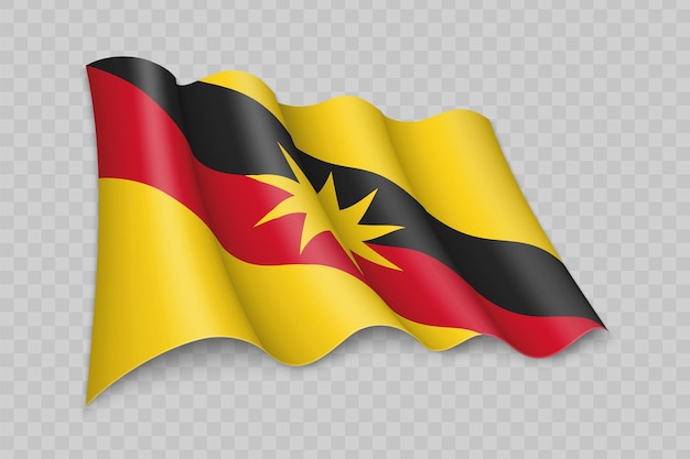 3D Realistic waving Flag of Sarawak is a state of Malaysia