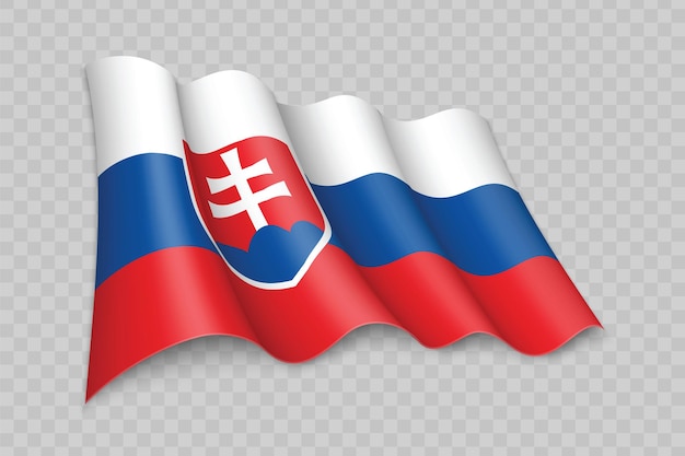 Vector 3d realistic waving flag of slovakia