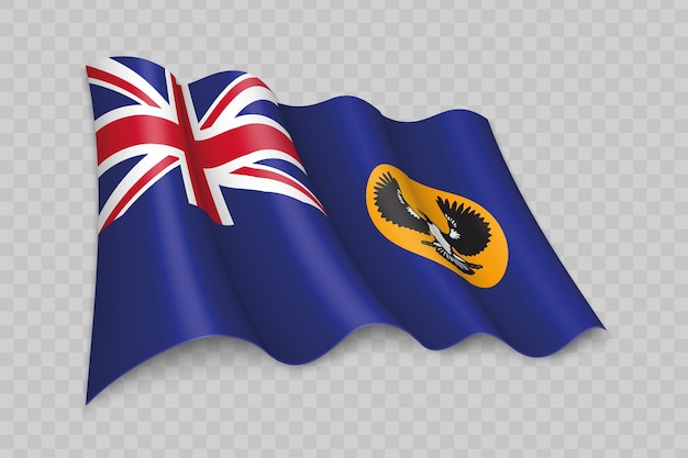 Vector 3d realistic waving flag of south australia is a state of australia