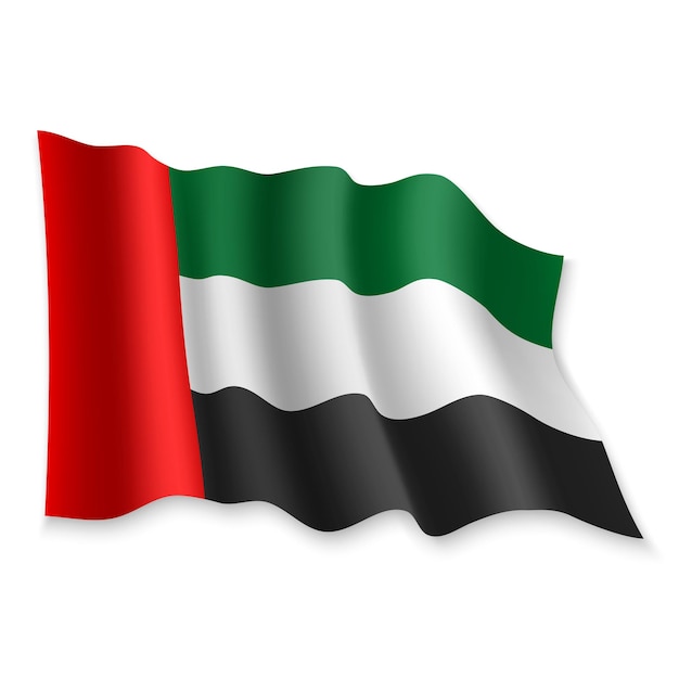 Vector 3d realistic waving flag of united arab emirates on white background