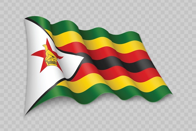 3D Realistic waving Flag of Zimbabwe