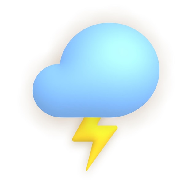 3d realistic weather icon thunderstorm Cloud and lightning