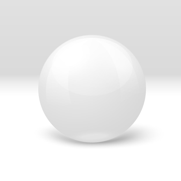 Vector 3d realistic white marble ball