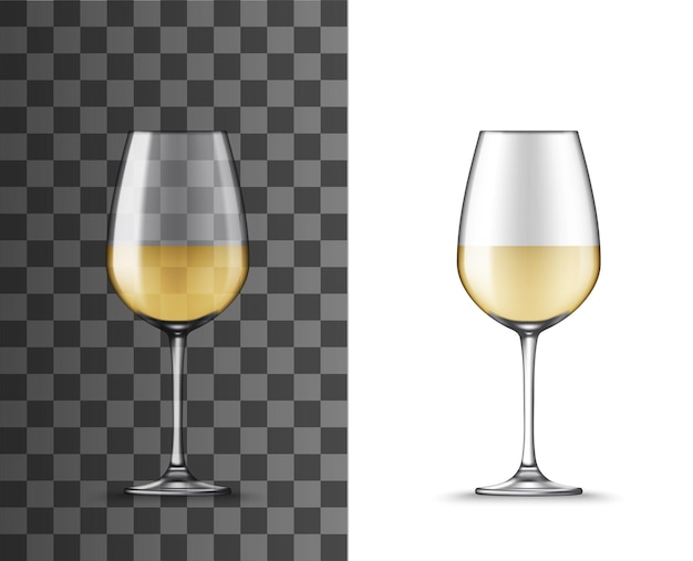 Vector 3d realistic white wine glass cup mockup