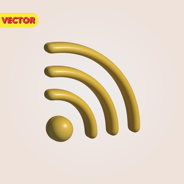 3d realistic wireless network icon Vector