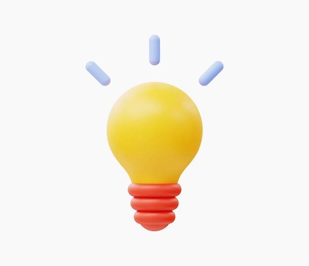 3d Realistic yellow lightbulb vector illustration