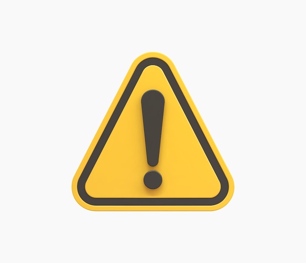 3d Realistic yellow triangle warning sign vector illustration