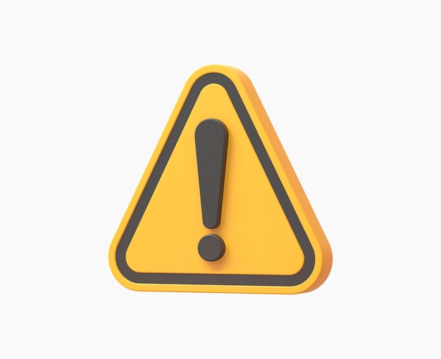 3d realistic yellow triangle warning sign vector illustration