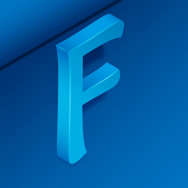 3D realistisch letter F-ontwerp in blauw gradiënt vetgedrukte typografie alfabet en lettertype grafisch