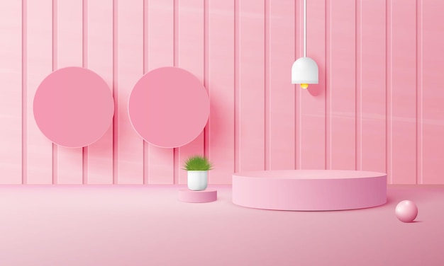 3D realistisch roze podium met kopieerruimte, lege ruimte voor productplaatsing, productdisplay m